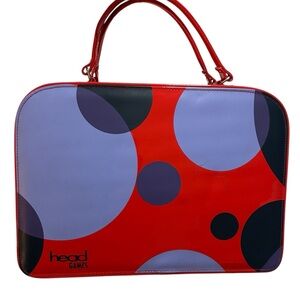 Head Games Retro Mod Polka Dot Red Patent Zipper Cosmetic Bag